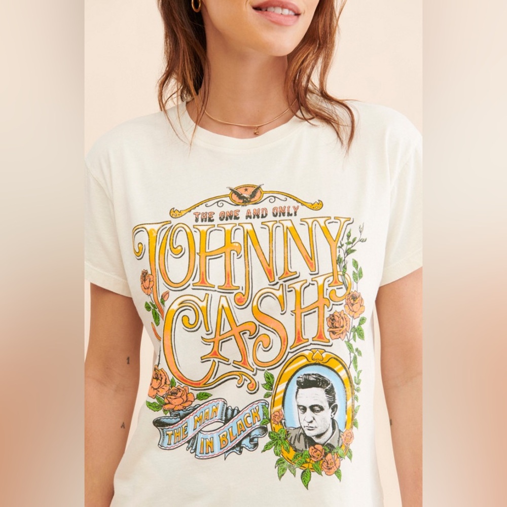 ✔️#34 Daydreamer Johnny Cash Graphic Tour Tee - Cream
